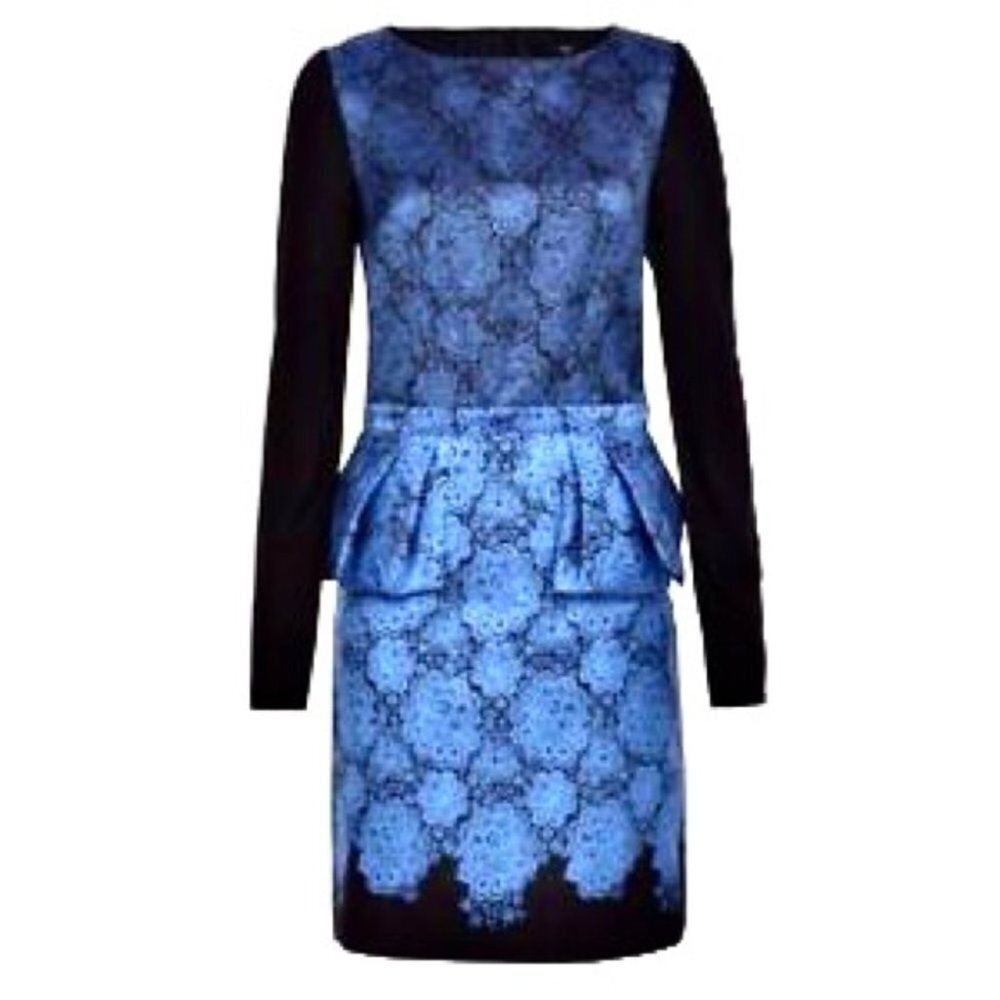 ** Tibi Natalia Peplum Floral Print Long Sleeved Dress Size 4